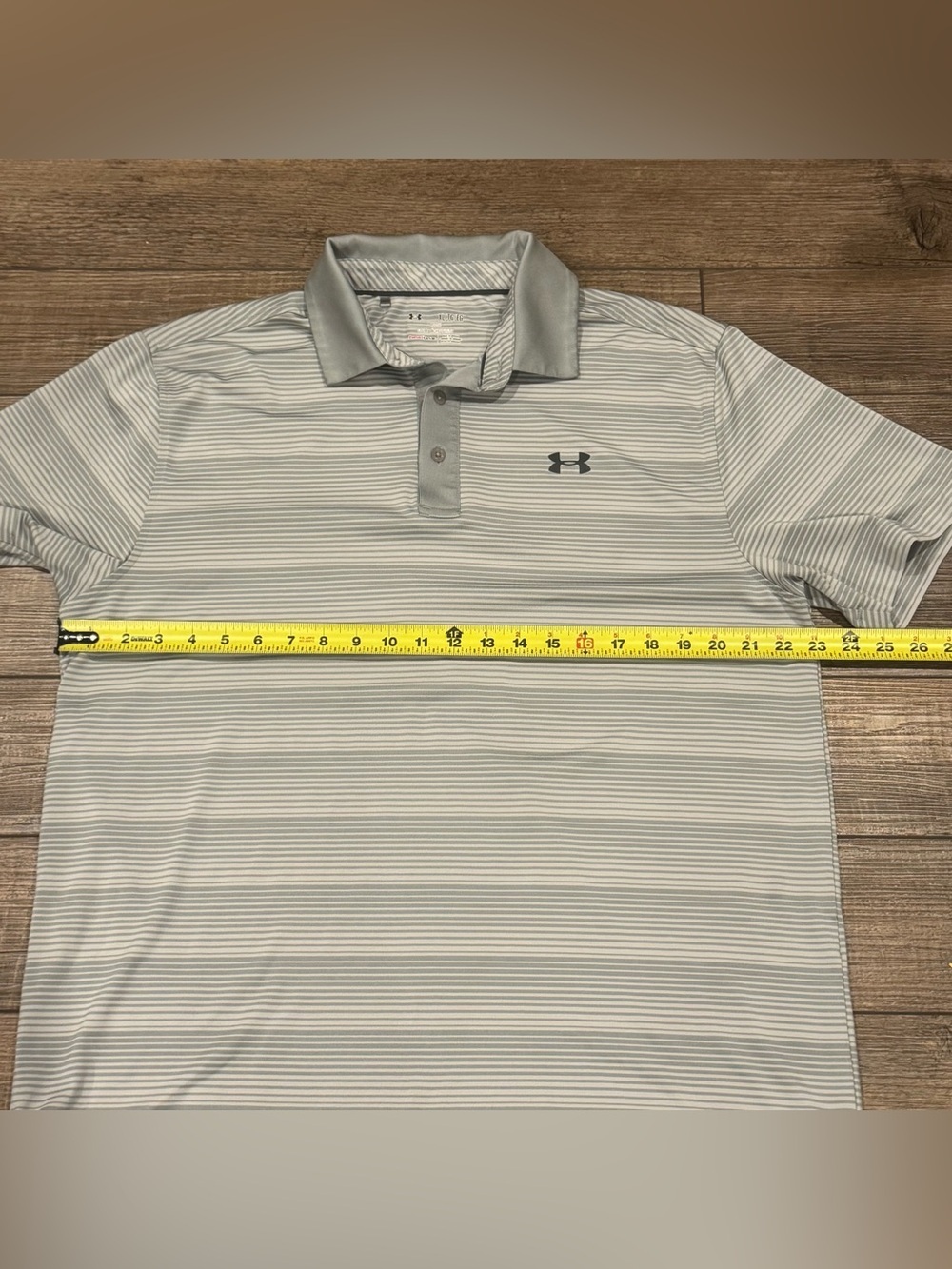 Under Armour Polo Shirt Mens XL Extra Large Gray Striped Heat Gear Loose Fit - Picture 7 of 10